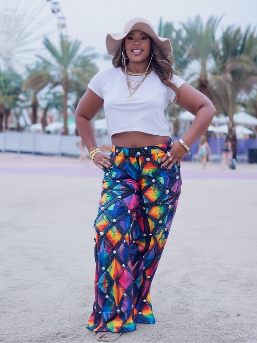 Harlequin Wide Leg Festival Trousers Pants Slacks Festival Colorful Loud Argyle